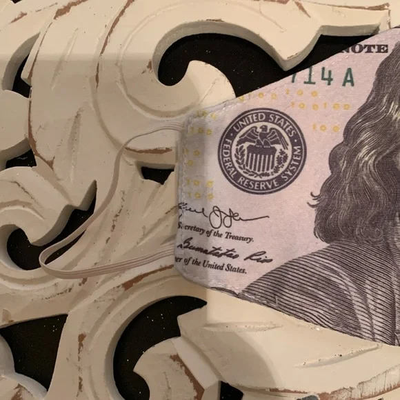 Handmade Dollar Bill Money Note Stretchy Face Mask NWOT - Picture 3 of 4